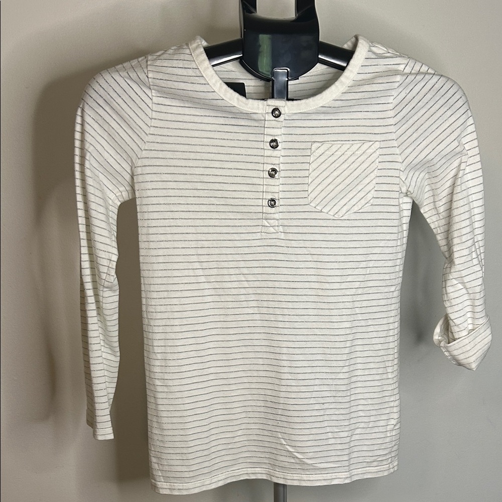 GAP Kids White and Gray Striped Shirt